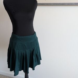 Dark Green Pleated Tennis Skirt with Built-in Shorts
